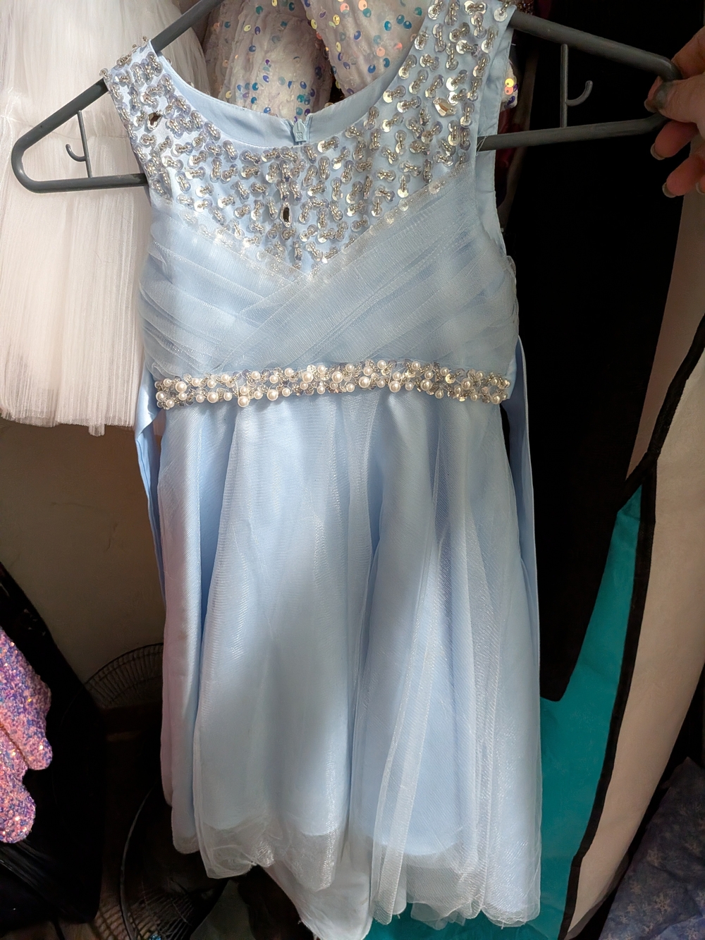 Kids Light Blue Embellished Party Dress
